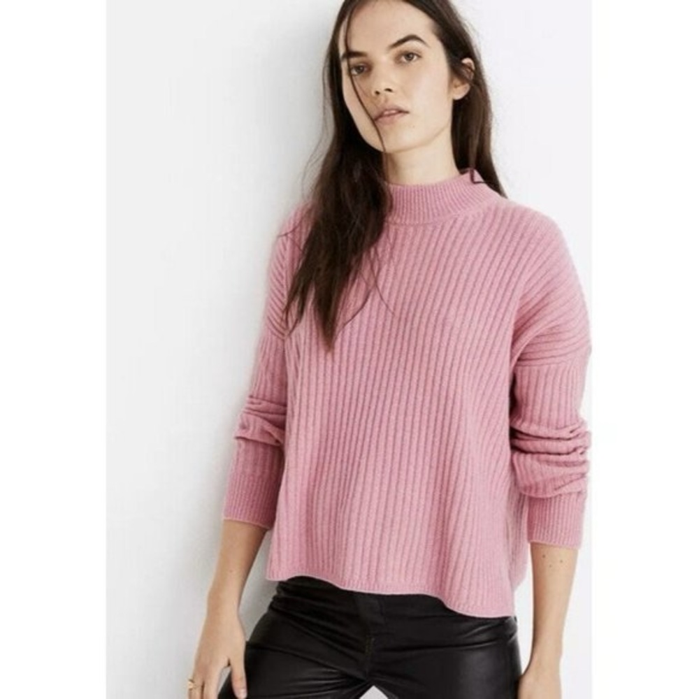 Madewell Cropped Recycled Cashmere Sweater 3X Flamingo Pink